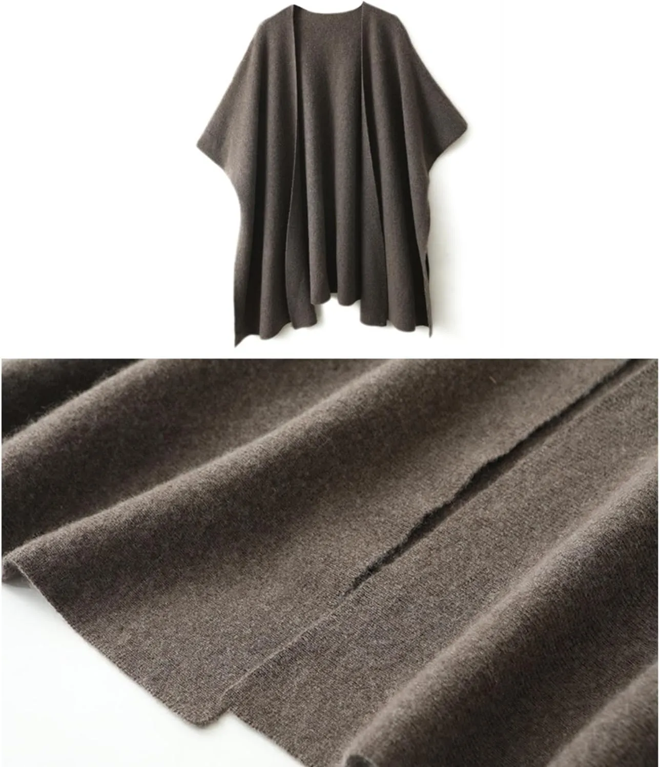 100% Merino Wool Shawl Wrap Women's Knitted Poncho Cape Cardigan Autumn Winter Loose Open Sweater Coat