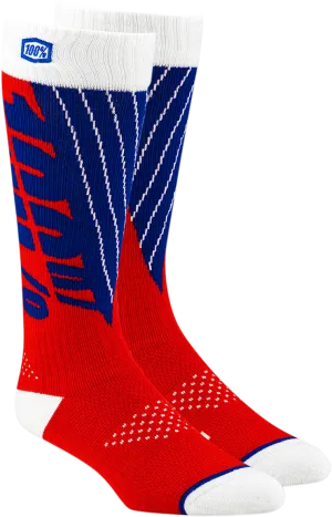 100% Torque Comfort Moto Socks - Red/Blue - Small/Medium 24007-350-17