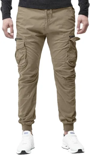 2023 Mens Fashion Cargo Pants Casual Cotton Tapered Trousers Stretch Twill Drawstring Athletic Joggers Sweatpant with Pocket