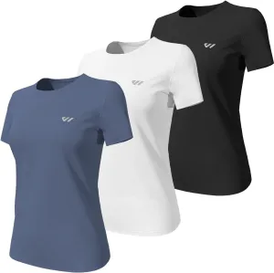 3-5 Pack Workout Shirts Women Running Quick Dry Crew Neck Gym Moisture Wicking T-Shirts Athletic Yoga Tee Top UPF 50 