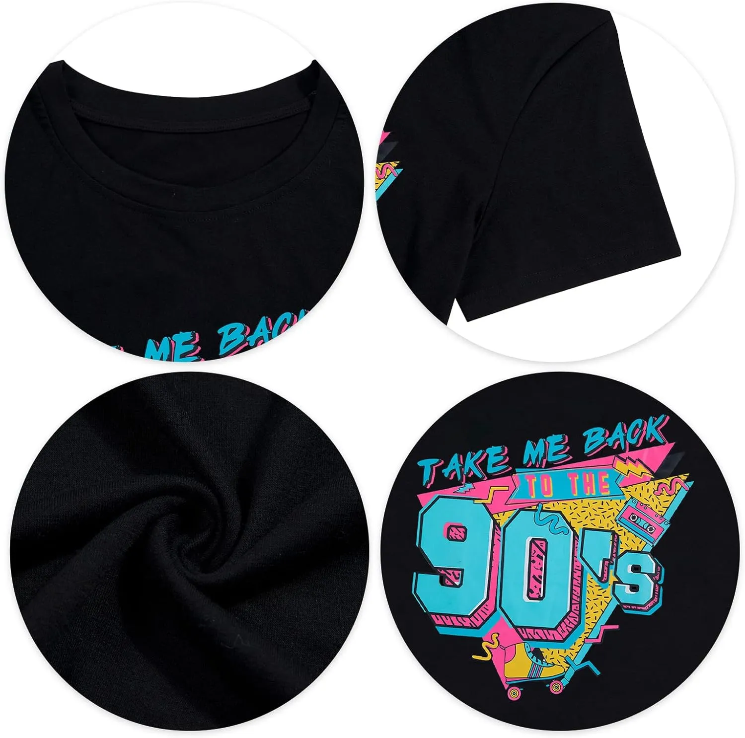 90s Outfit for Women Take Me Back to The 90's Shirt Vintage Neon Crew Neck Tops Tee for Birthday Party Gift