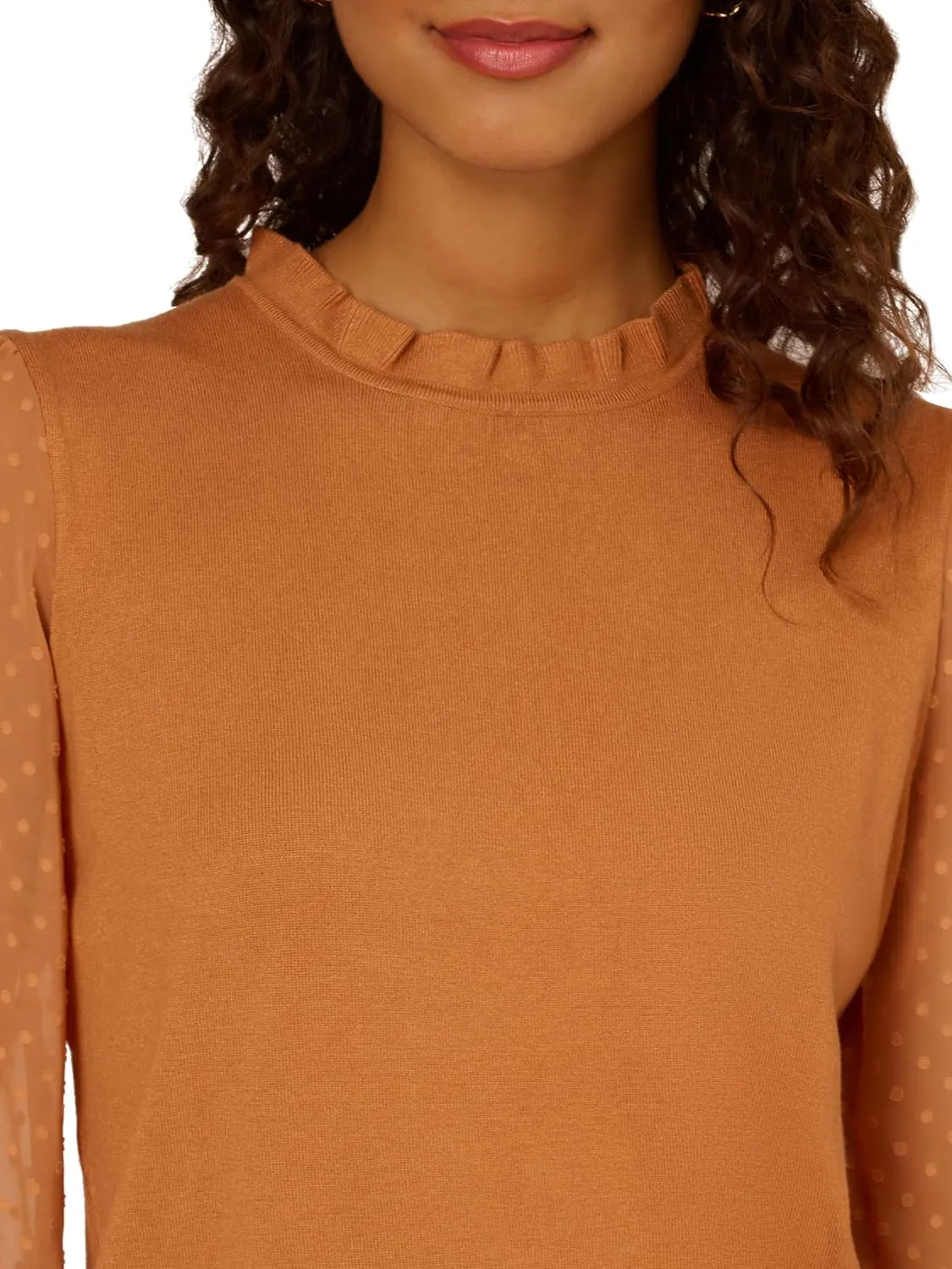 Adrianna Papell Women's Clip Dot Sleeve Twofer Sweater