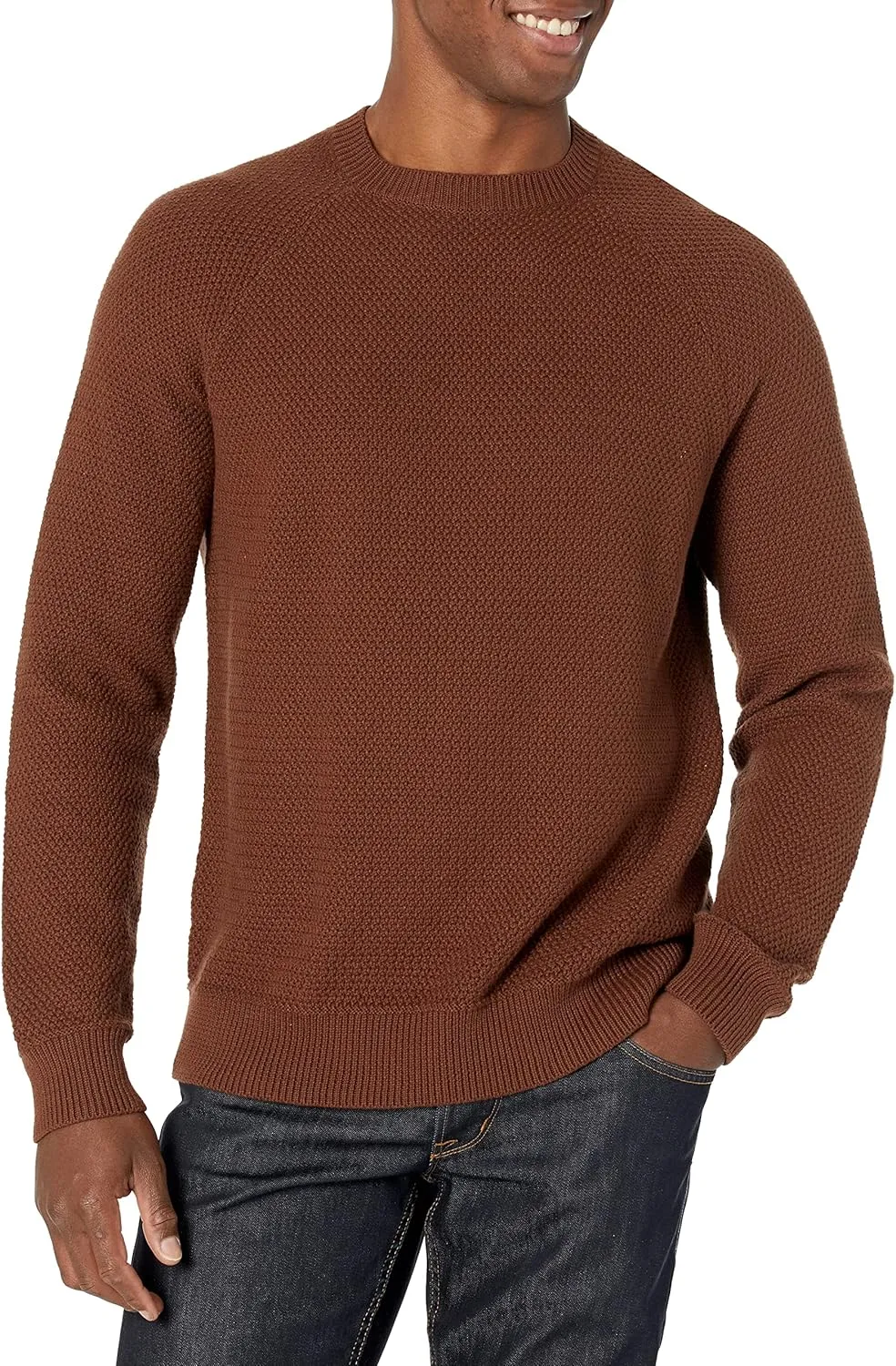 Amazon Essentials Oversized Crewneck Sweater for Men, Textured, Cotton