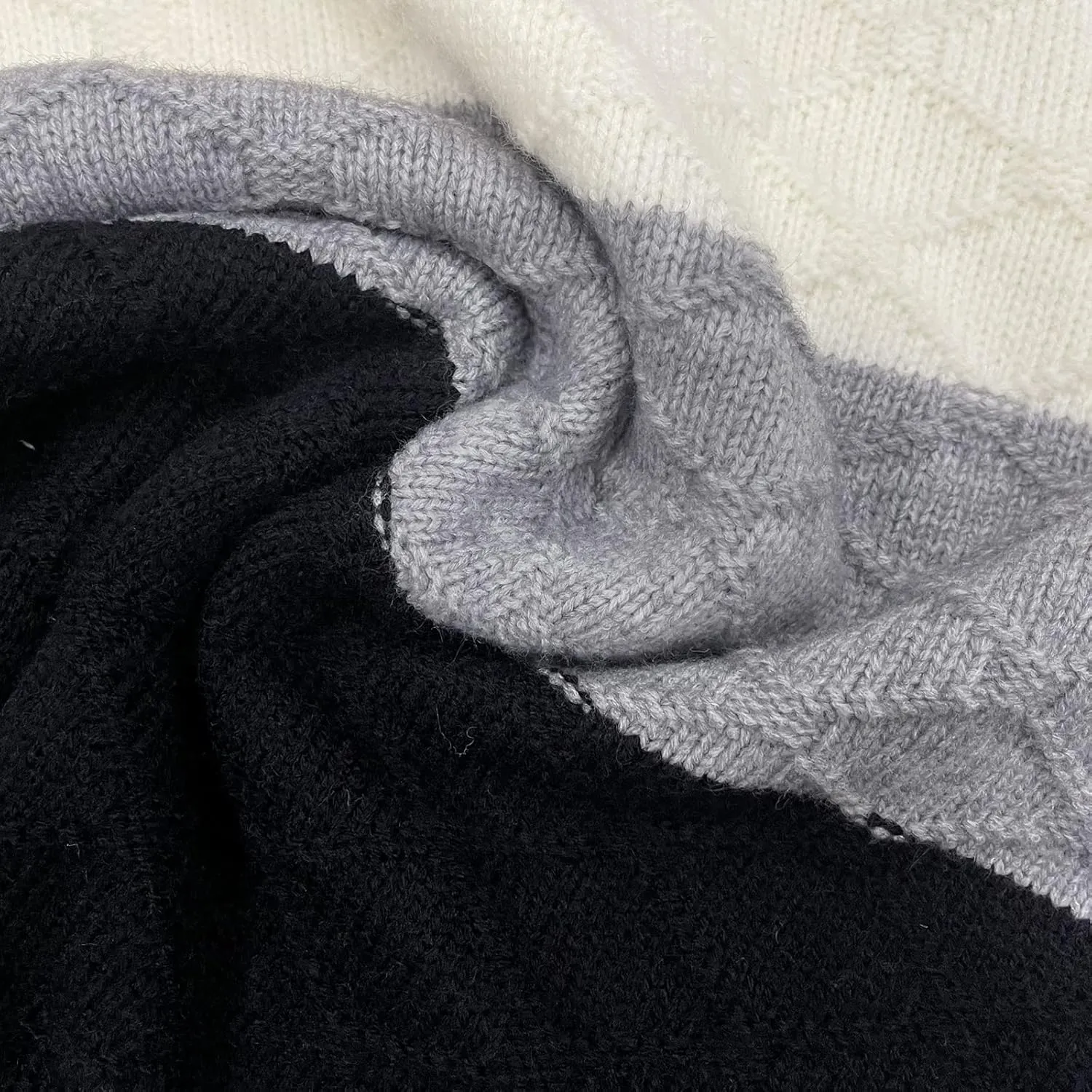 ANCAPELION Womens Casual Sweater Pullover Winter Cozy Long Sleeve Turtleneck Jumpers Color Block Knit Pullover Top Loose Fit