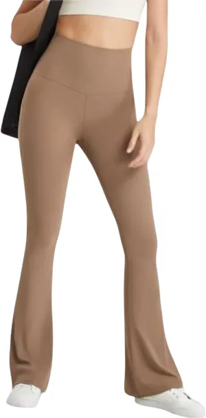 Anna-Kaci Women's High Waist Flare Leggings with Comfortable Stretch Fit