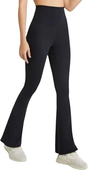 Anna-Kaci Women's High Waist Flare Leggings with Comfortable Stretch Fit