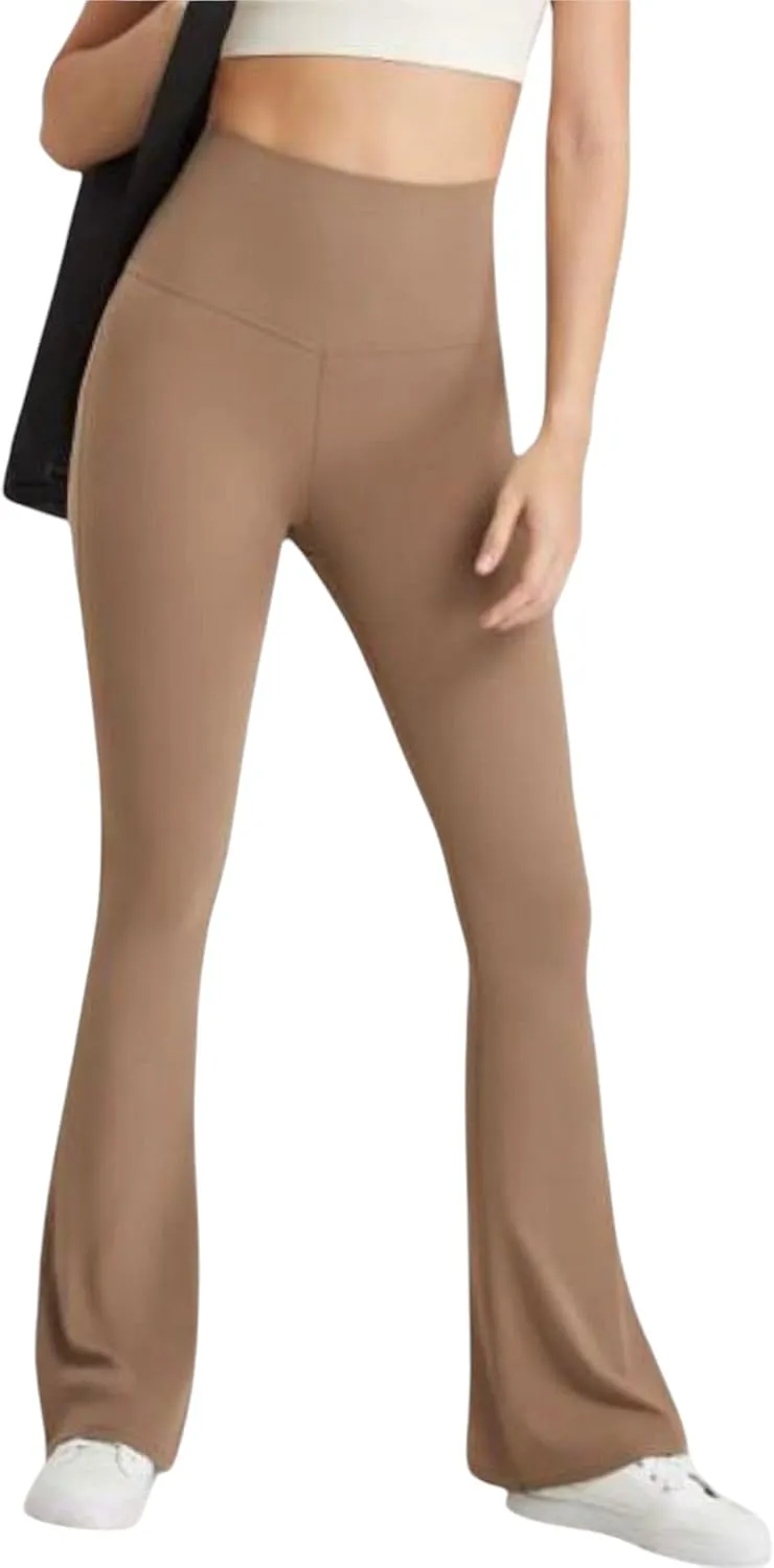 Anna-Kaci Women's High Waist Flare Leggings with Comfortable Stretch Fit