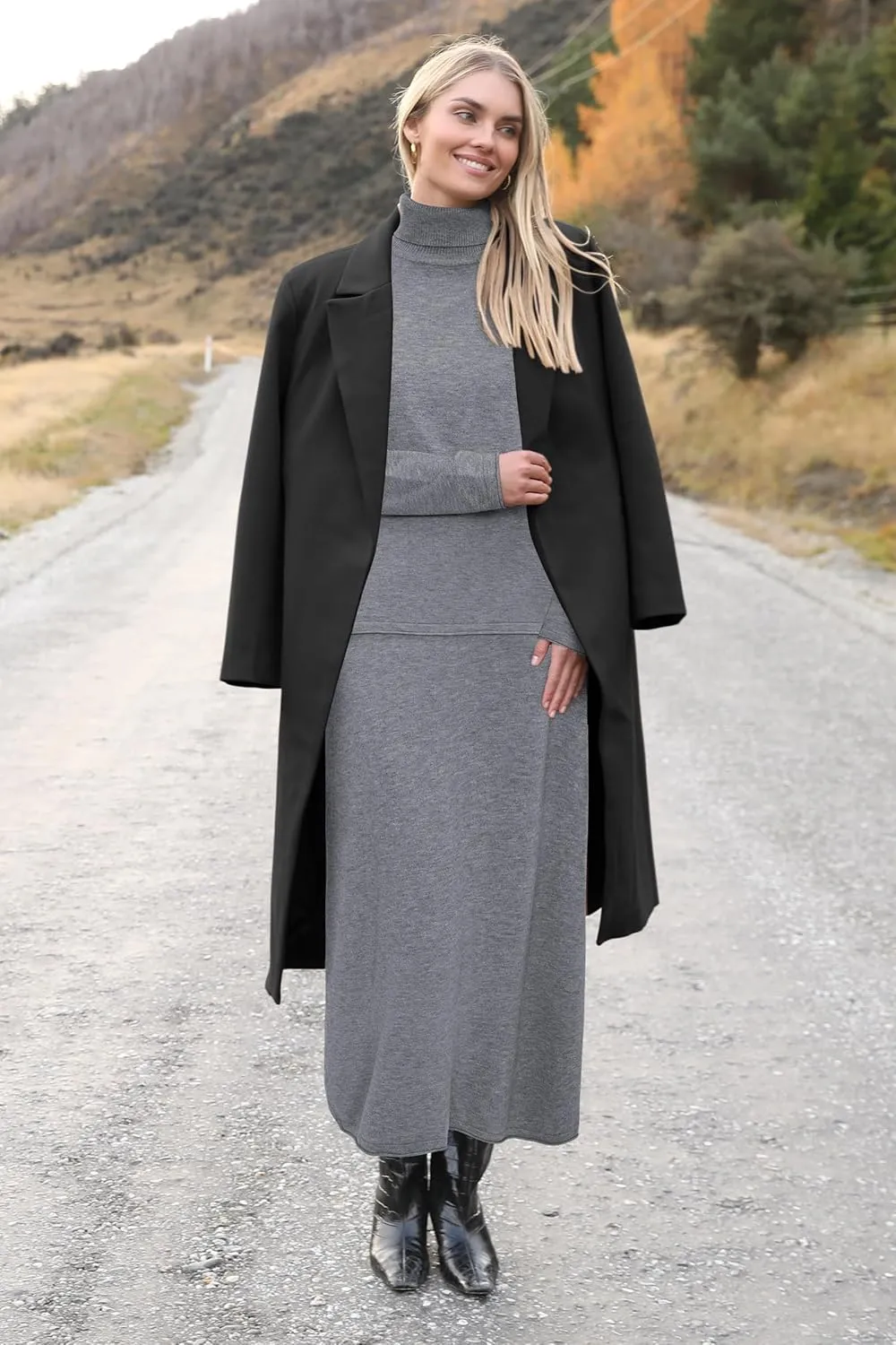 Arach&Cloz Womens 2 Piece Sweaters Sets Turtleneck Long Sleeve Tops Long Maxi Skirt Casual Fall Fashion 2024 Outfits