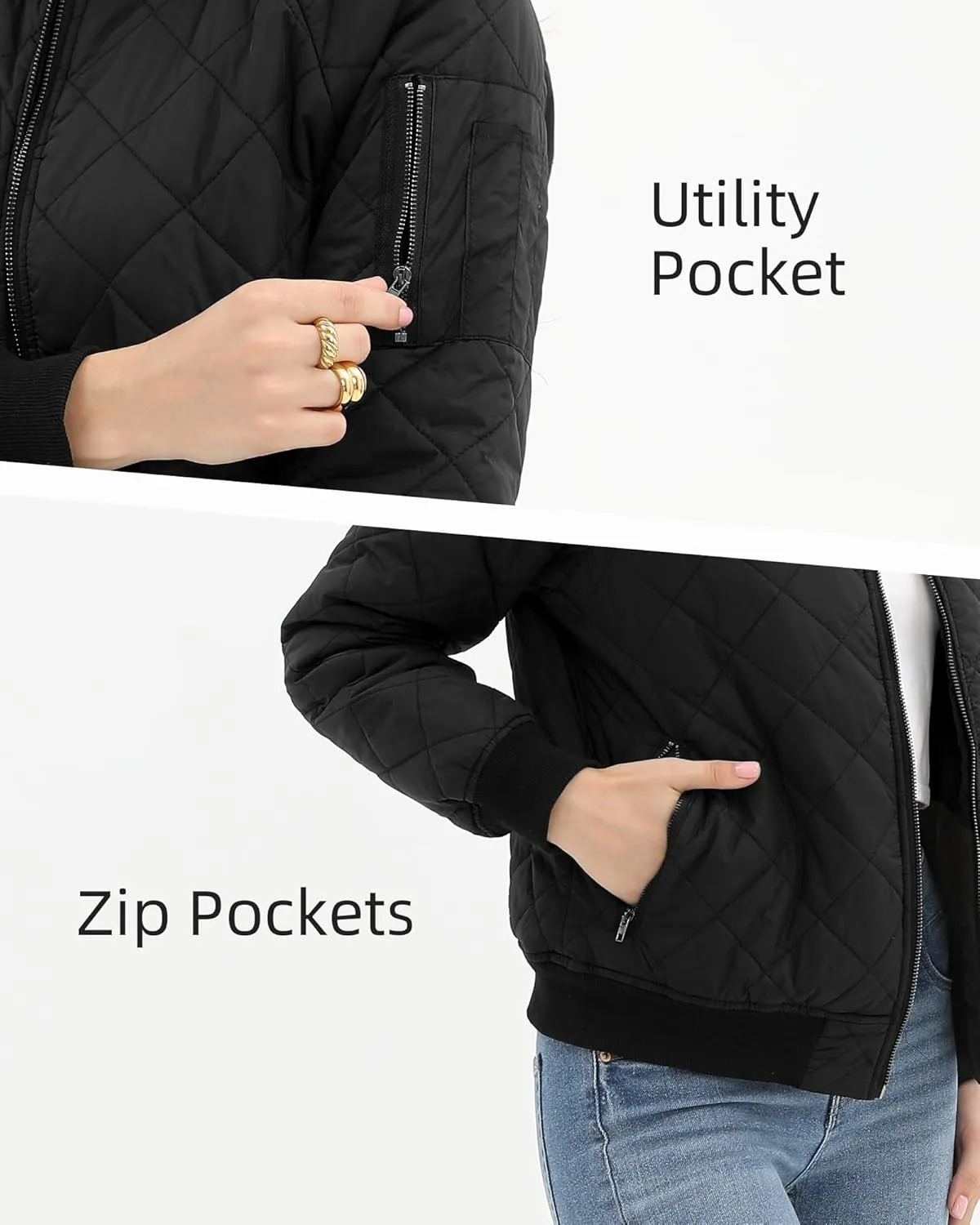 Argstar Women's Quilted Bomber Jakcet with 5 Pockets (XS-XXL)