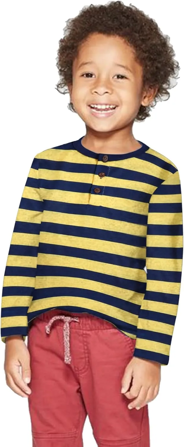 Arshiner Toddler Boys 3 Pack Long-Sleeve Henley T-Shirts Casual Cotton Graphic Shirt for 2-9 Years