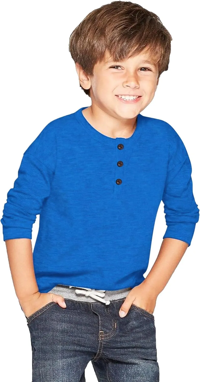 Arshiner Toddler Boys 3 Pack Long-Sleeve Henley T-Shirts Casual Cotton Graphic Shirt for 2-9 Years