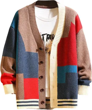 Arssm Mens Cardigan Sweater Knitted Long Sleeve V Neck Button Down Sweaters Casual Cardigans