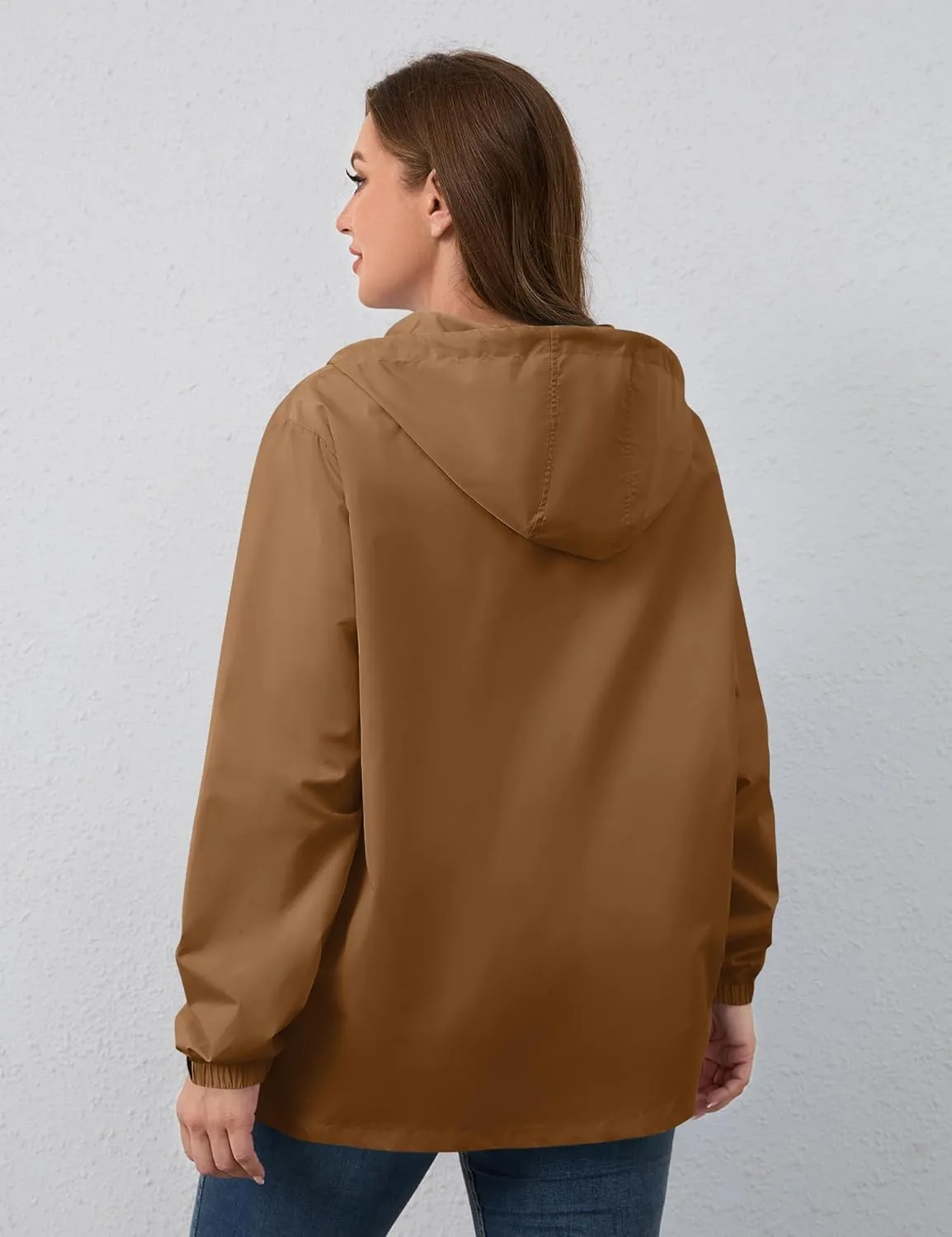 Avoogue Plus Size Womens Rain Jacket with Hood,Packable,Lightweight,Windbreaker,Waterproof Thin Jackets,Hiking,Travel