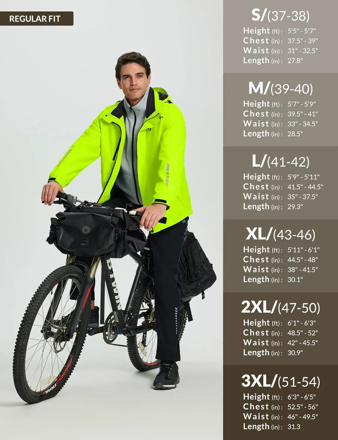 baleaf Men's Rain Jacket 3 In 1 Winter Ski Waterproof Windbreaker Hooded Reflective Packable with Polar Fleece Jacket