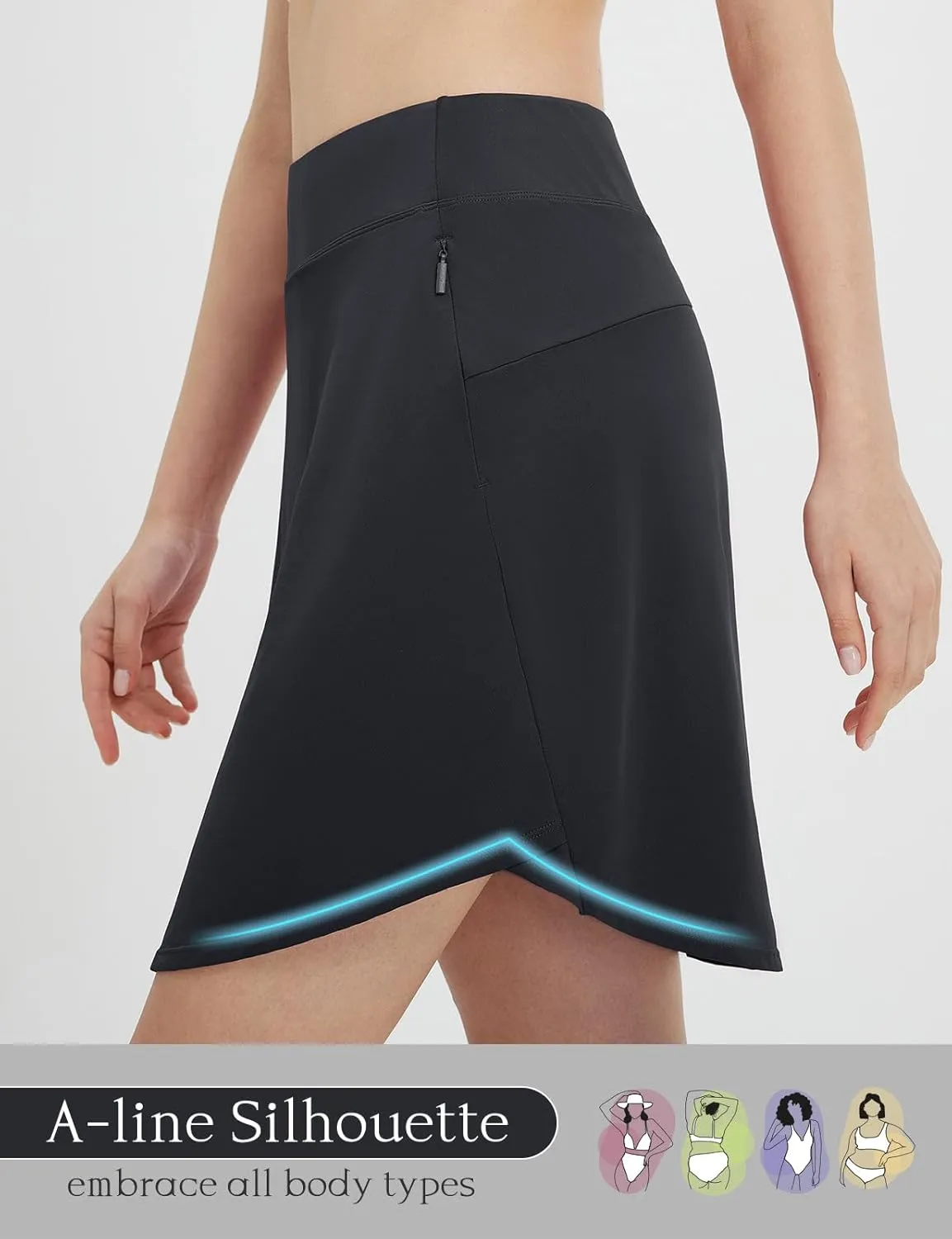 baleaf Skorts for Woman 20" Knee Length Golf Tennis Skirt High Waisted Long Athletic Casual Pockets UPF 50 