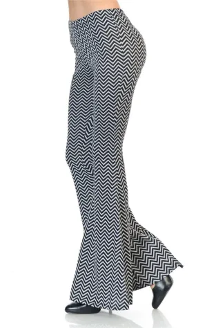 Bell Bottoms Yoga Pants Infinite Chevron Black Gray