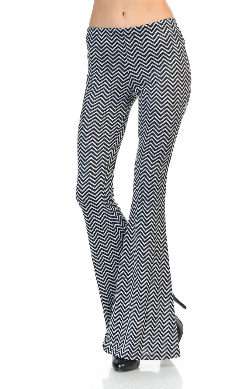 Bell Bottoms Yoga Pants Infinite Chevron Black Gray