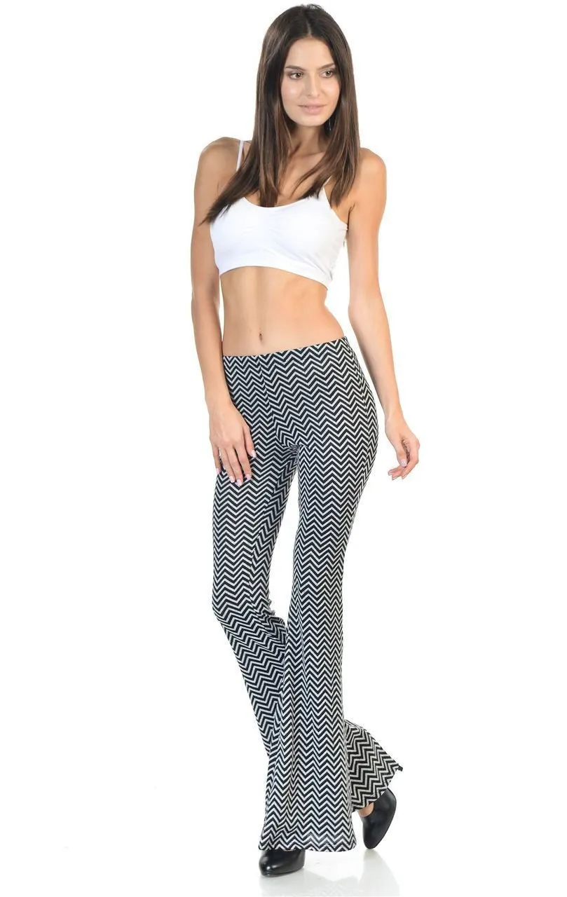 Bell Bottoms Yoga Pants Infinite Chevron Black Gray
