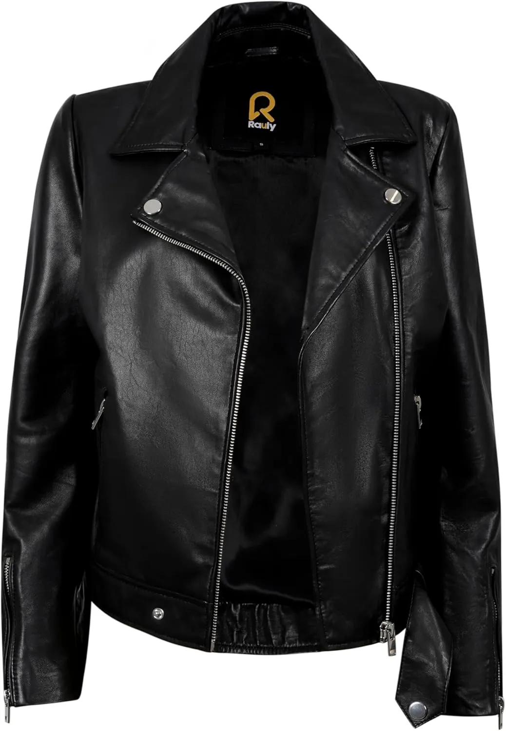Biker Style Vintage Leather Jacket Women - Casual Motorcycle Zip-Up Lightweight Coat Collar Women Leather Jacket