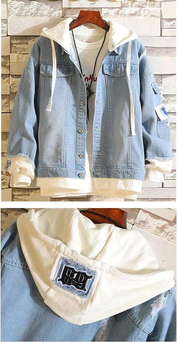 Bizarre Adventure Cosplay Costume Anime Jonathan Joestar Cosplay Jean Jacket Casual Ripped Novelty Coat for Unisex