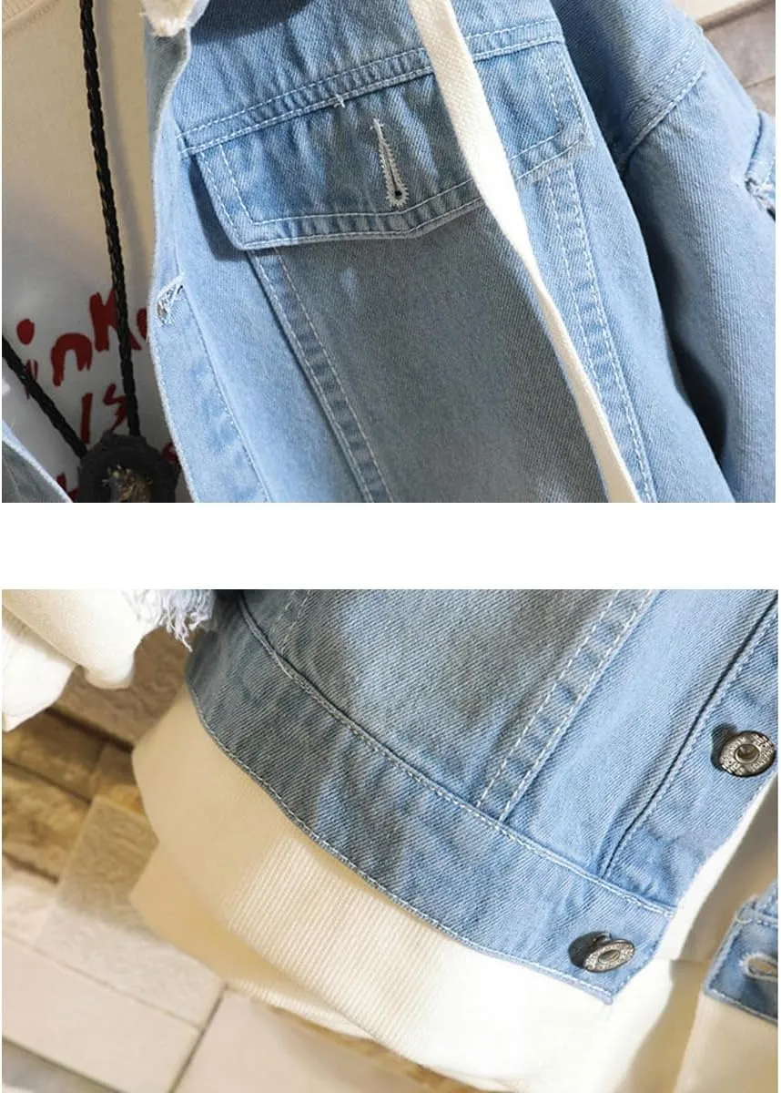 Bizarre Adventure Cosplay Costume Anime Jonathan Joestar Cosplay Jean Jacket Casual Ripped Novelty Coat for Unisex