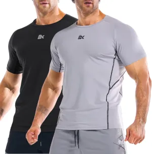 BROKIG Men's DiamondGrid Workout Gym Shirt-Breathable Short Sleeve Muscle Tee,Quick Dry Crewneck Top for Bodybuilding