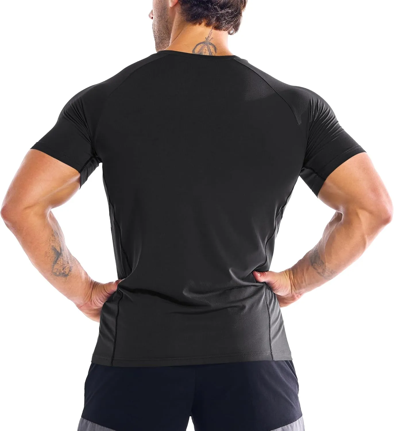 BROKIG Men's DiamondGrid Workout Gym Shirt-Breathable Short Sleeve Muscle Tee,Quick Dry Crewneck Top for Bodybuilding