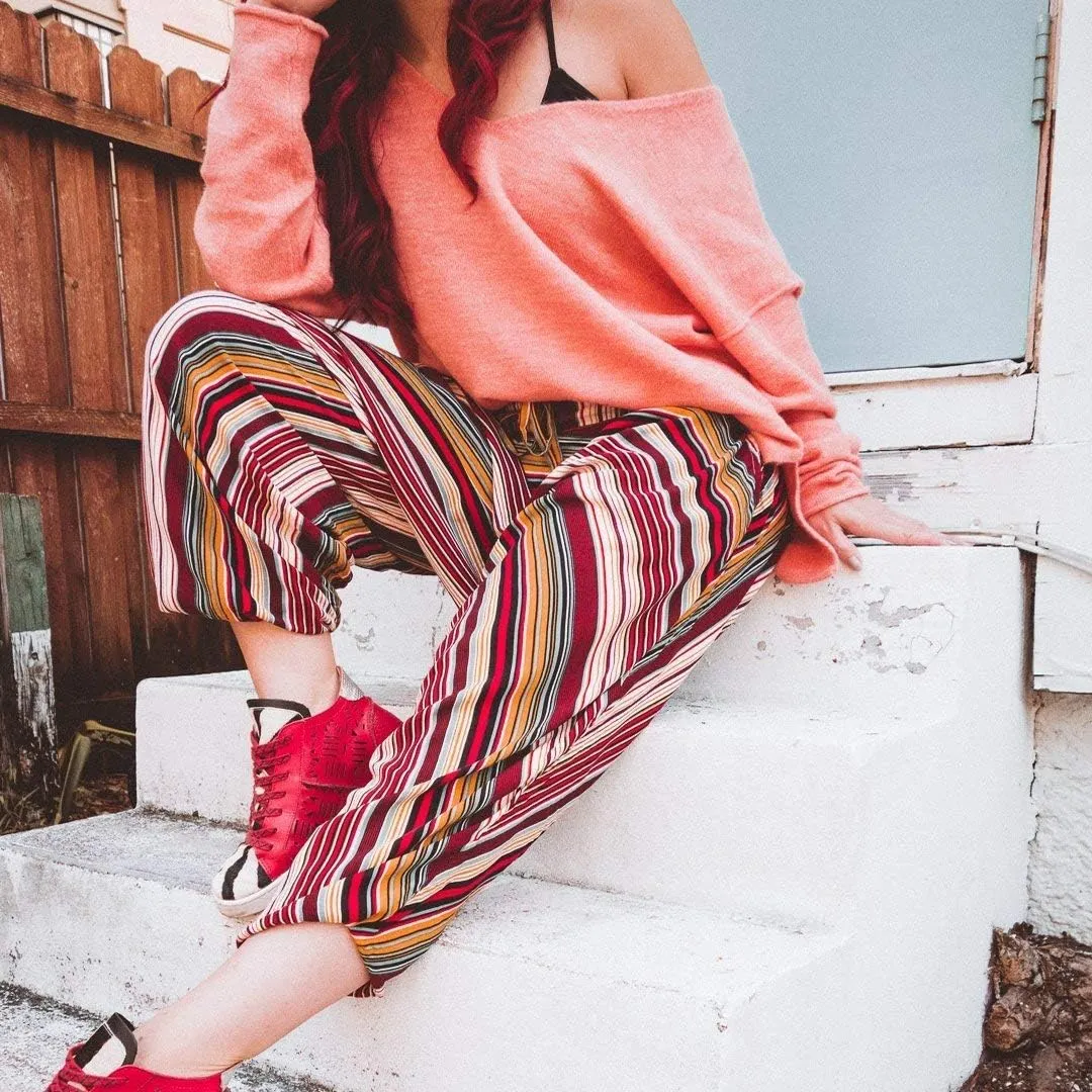 Buddha Pants Striped Harem Pants | 100% Cotton Boho Pants with Pockets for Men & Women | Yoga, Casual Wear, Beach, Travel