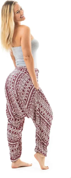 Buddha Pants Triangle Tribal Harem Pants | 100% Cotton Boho Pants for Men & Women | Yoga, Casual Wear, Beach, Travel