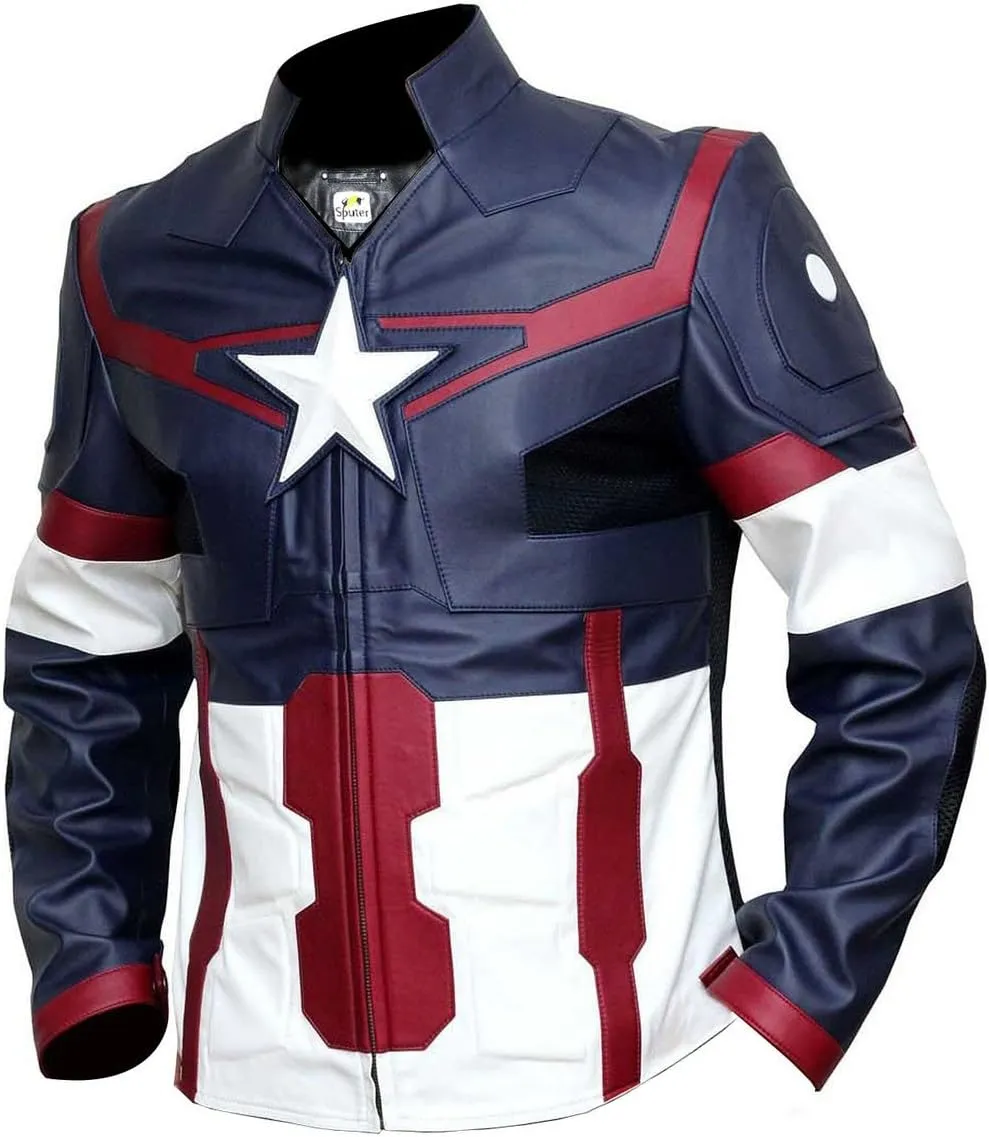 Captian Faux Leather America Super Hero Jacket Movie Design Replica