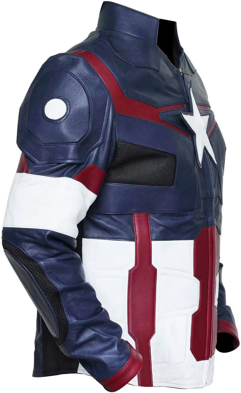 Captian Faux Leather America Super Hero Jacket Movie Design Replica