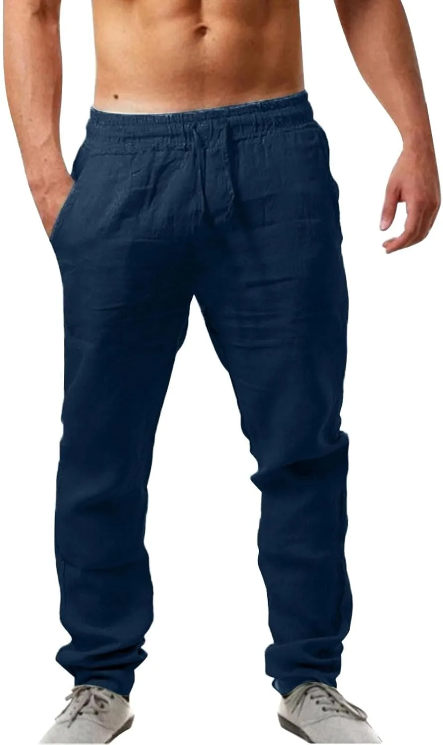 Cargo Work Pant Men Drawstring Waist Casual Pants Fitness Running Workout Sweatpants Baggy Joggers Sweat Pant