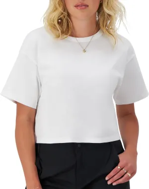 Champion Women's Cropped Reverse Weave Crew, Left Chest C