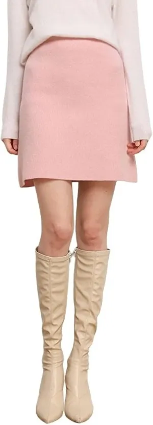 CHARTOU Women's Winter Thicken Elastic High Waist Knitted Mini Pencil Sweater Skirt