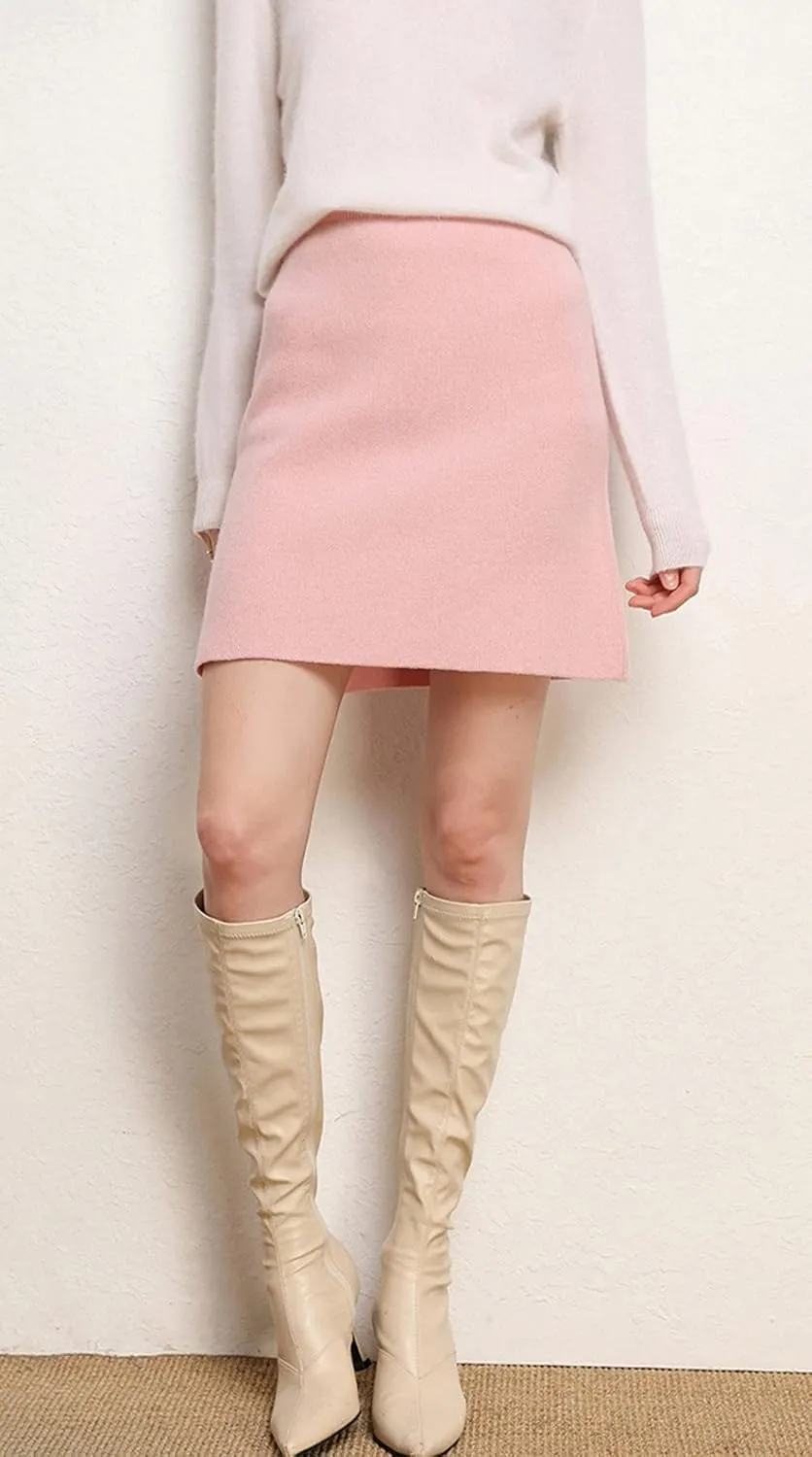 CHARTOU Women's Winter Thicken Elastic High Waist Knitted Mini Pencil Sweater Skirt