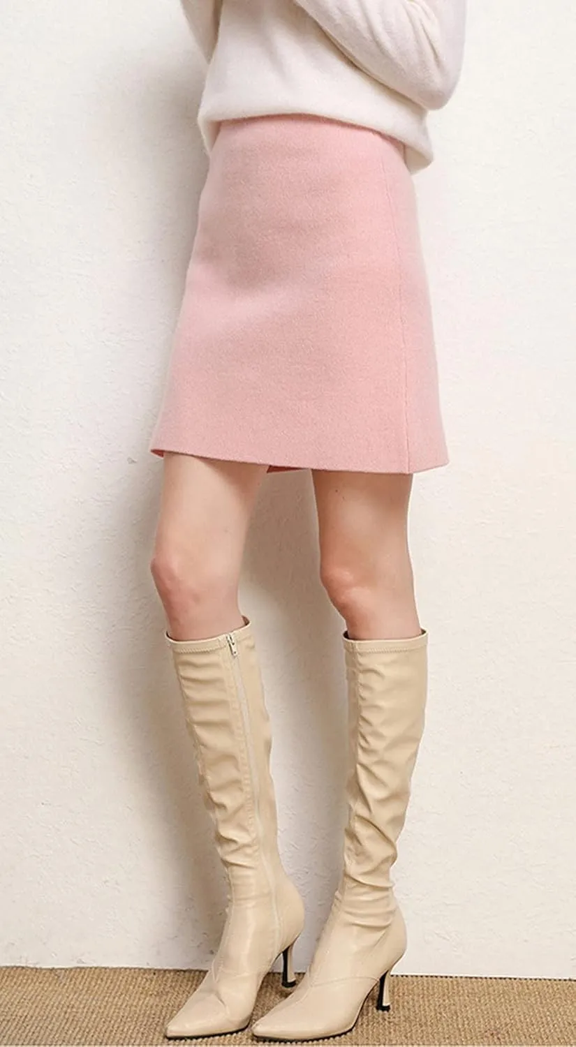 CHARTOU Women's Winter Thicken Elastic High Waist Knitted Mini Pencil Sweater Skirt
