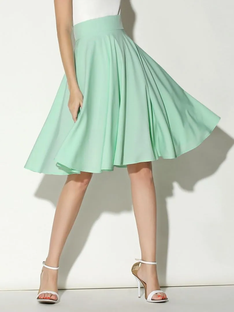 CHOiES record your inspired fashion Women's Pink/BlackBlue/White Solid High Waist Trumpet Midi Skirt (10 Colors)