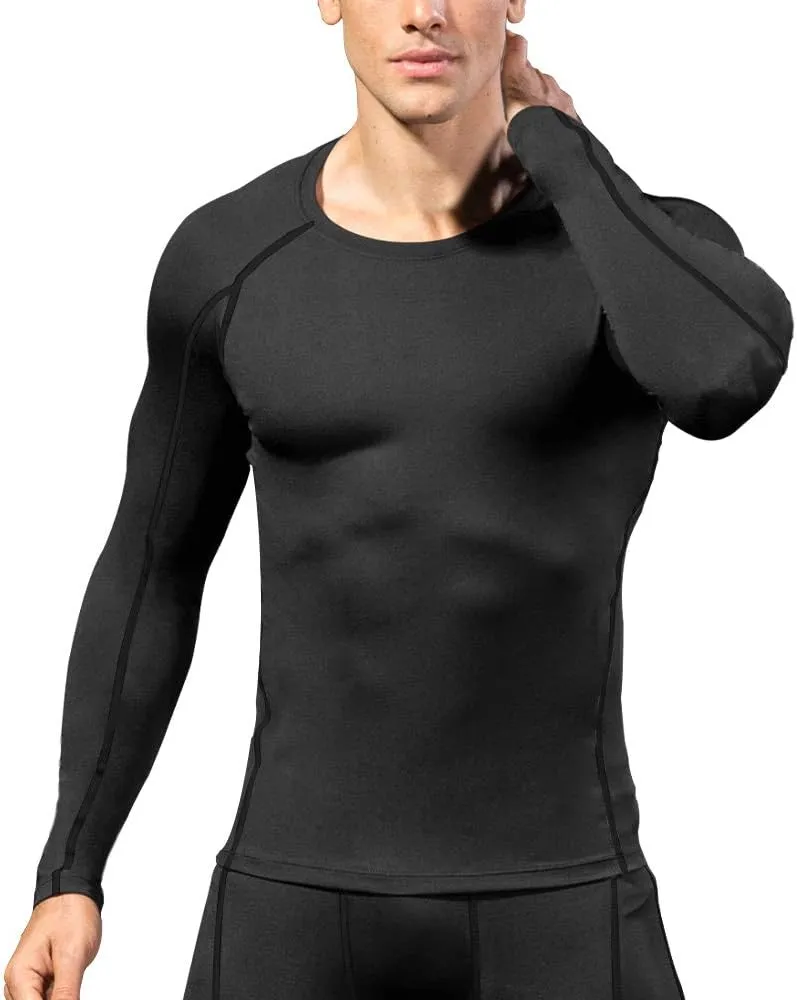 Compression Shirt for Men Workout Long Sleeve T Shirts Athletic Dry Fit Muscle Tops Base Layer for Basketball Gym