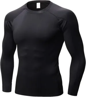 Compression Shirt for Men Workout Long Sleeve T Shirts Athletic Dry Fit Muscle Tops Base Layer for Basketball Gym