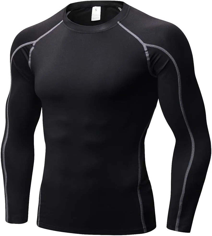 Compression Shirt for Men Workout Long Sleeve T Shirts Athletic Dry Fit Muscle Tops Base Layer for Basketball Gym