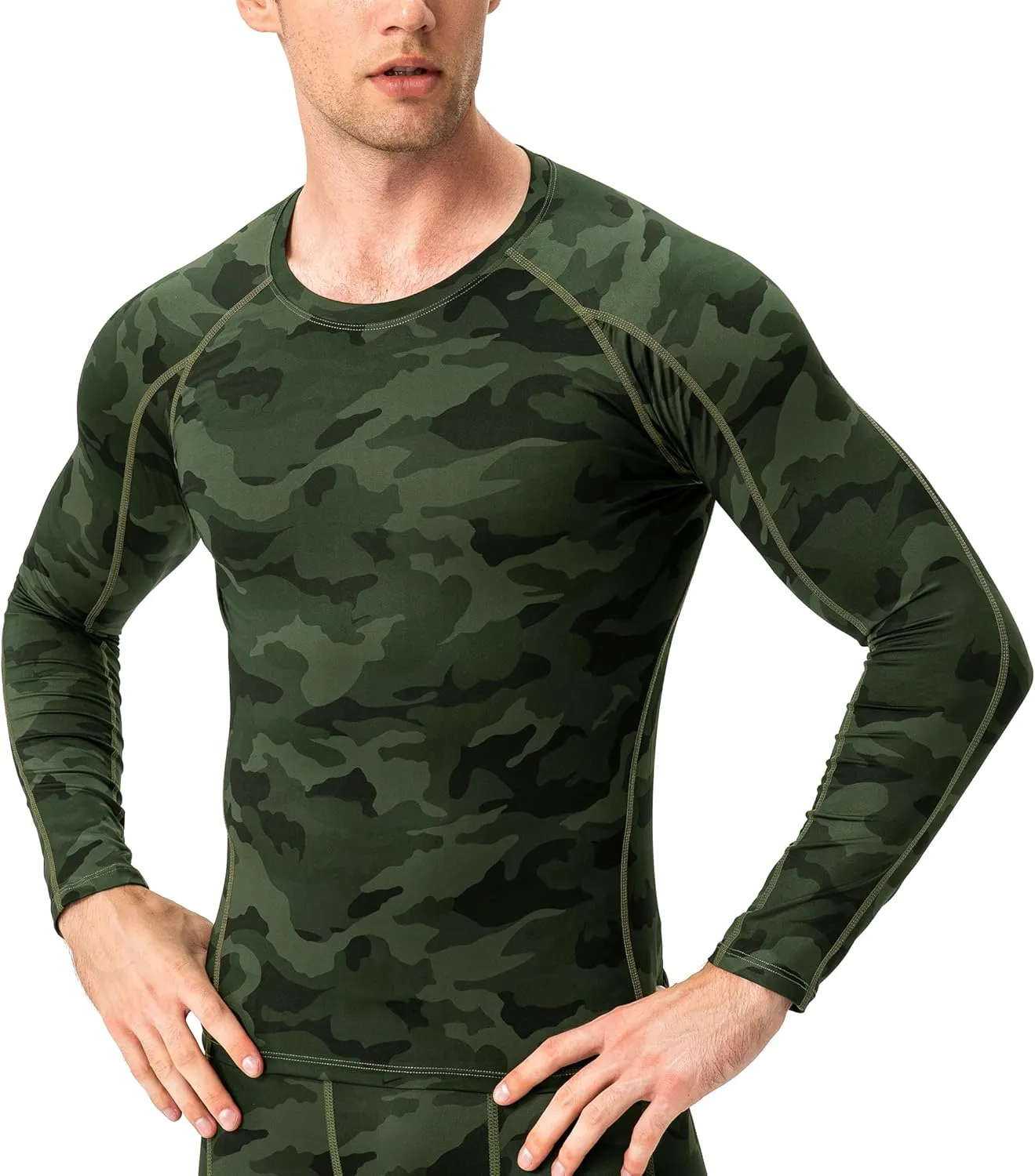 Compression Shirt for Men Workout Long Sleeve T Shirts Athletic Dry Fit Muscle Tops Base Layer for Basketball Gym