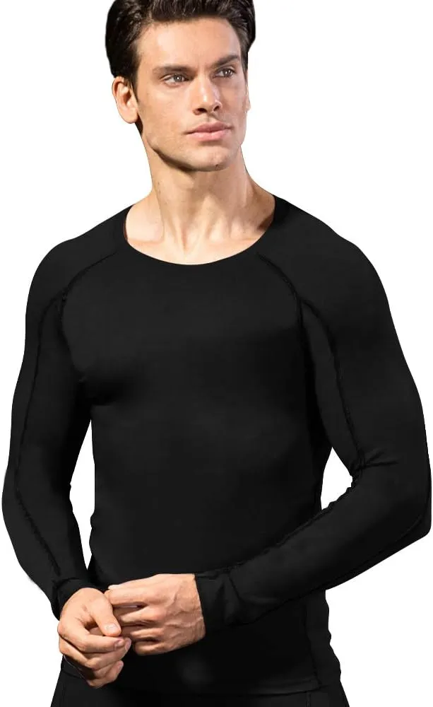 Compression Shirt for Men Workout Long Sleeve T Shirts Athletic Dry Fit Muscle Tops Base Layer for Basketball Gym