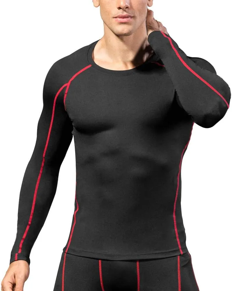 Compression Shirt for Men Workout Long Sleeve T Shirts Athletic Dry Fit Muscle Tops Base Layer for Basketball Gym