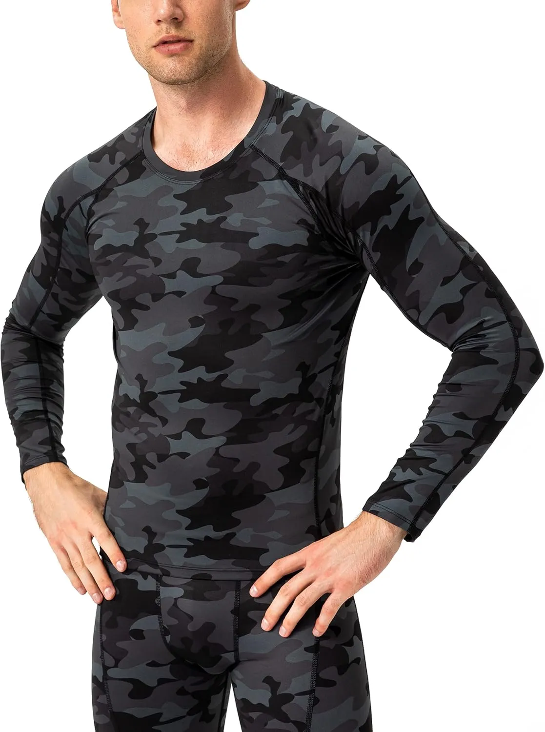 Compression Shirt for Men Workout Long Sleeve T Shirts Athletic Dry Fit Muscle Tops Base Layer for Basketball Gym