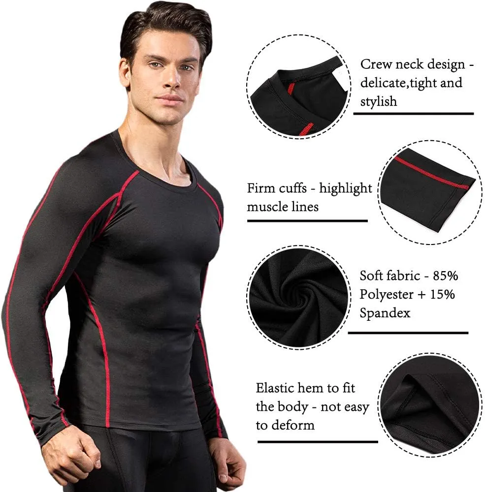 Compression Shirt for Men Workout Long Sleeve T Shirts Athletic Dry Fit Muscle Tops Base Layer for Basketball Gym
