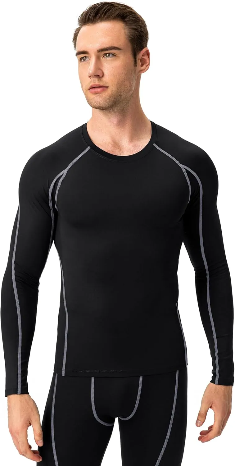 Compression Shirt for Men Workout Long Sleeve T Shirts Athletic Dry Fit Muscle Tops Base Layer for Basketball Gym