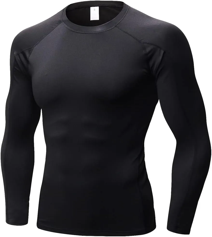 Compression Shirt for Men Workout Long Sleeve T Shirts Athletic Dry Fit Muscle Tops Base Layer for Basketball Gym