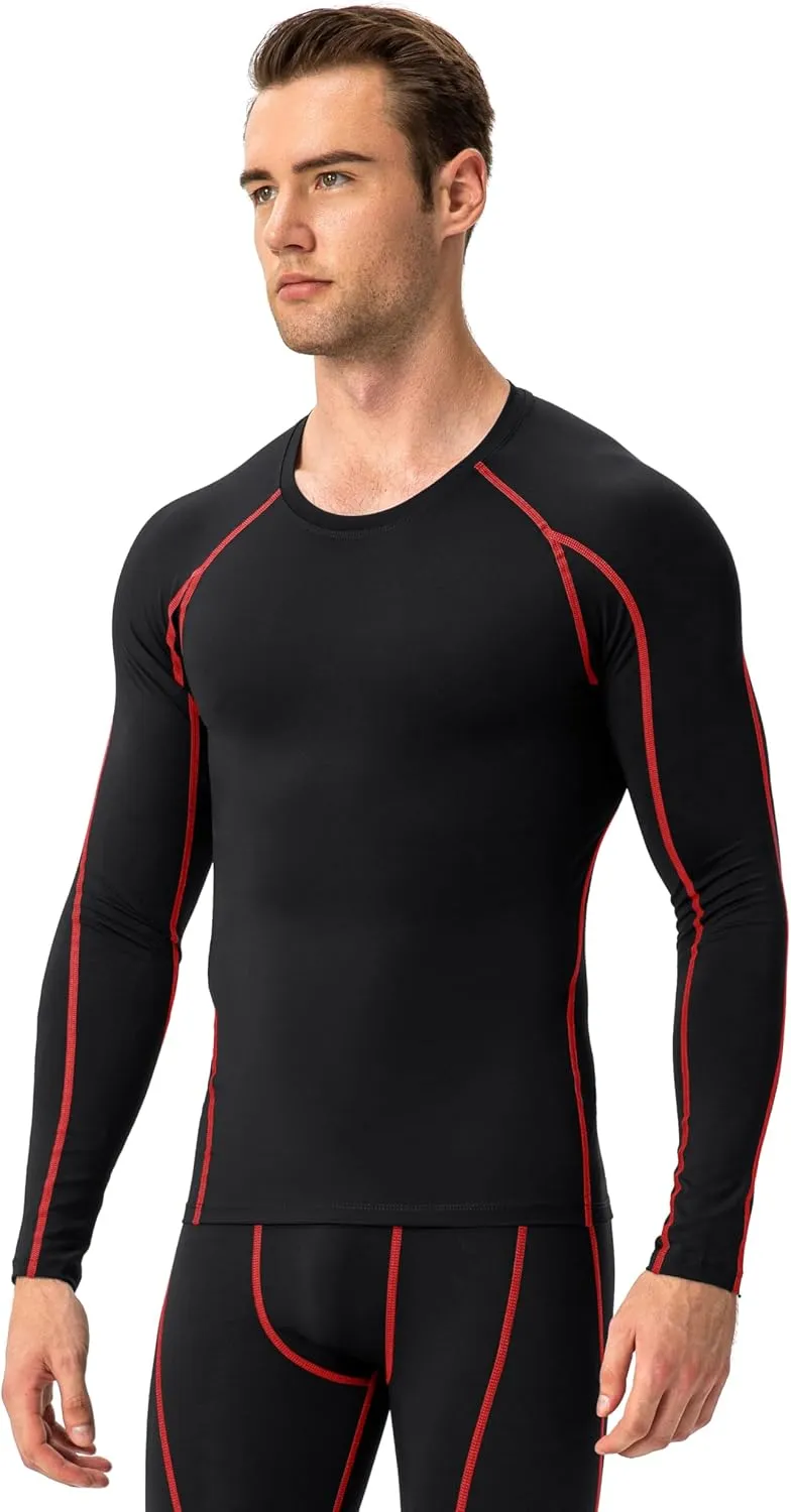 Compression Shirt for Men Workout Long Sleeve T Shirts Athletic Dry Fit Muscle Tops Base Layer for Basketball Gym