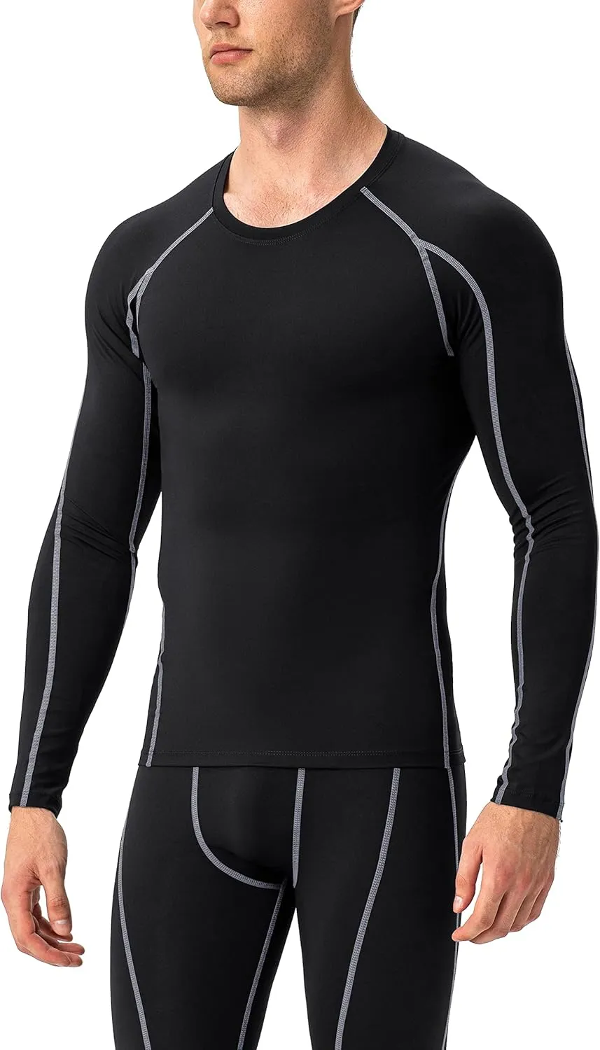 Compression Shirt for Men Workout Long Sleeve T Shirts Athletic Dry Fit Muscle Tops Base Layer for Basketball Gym