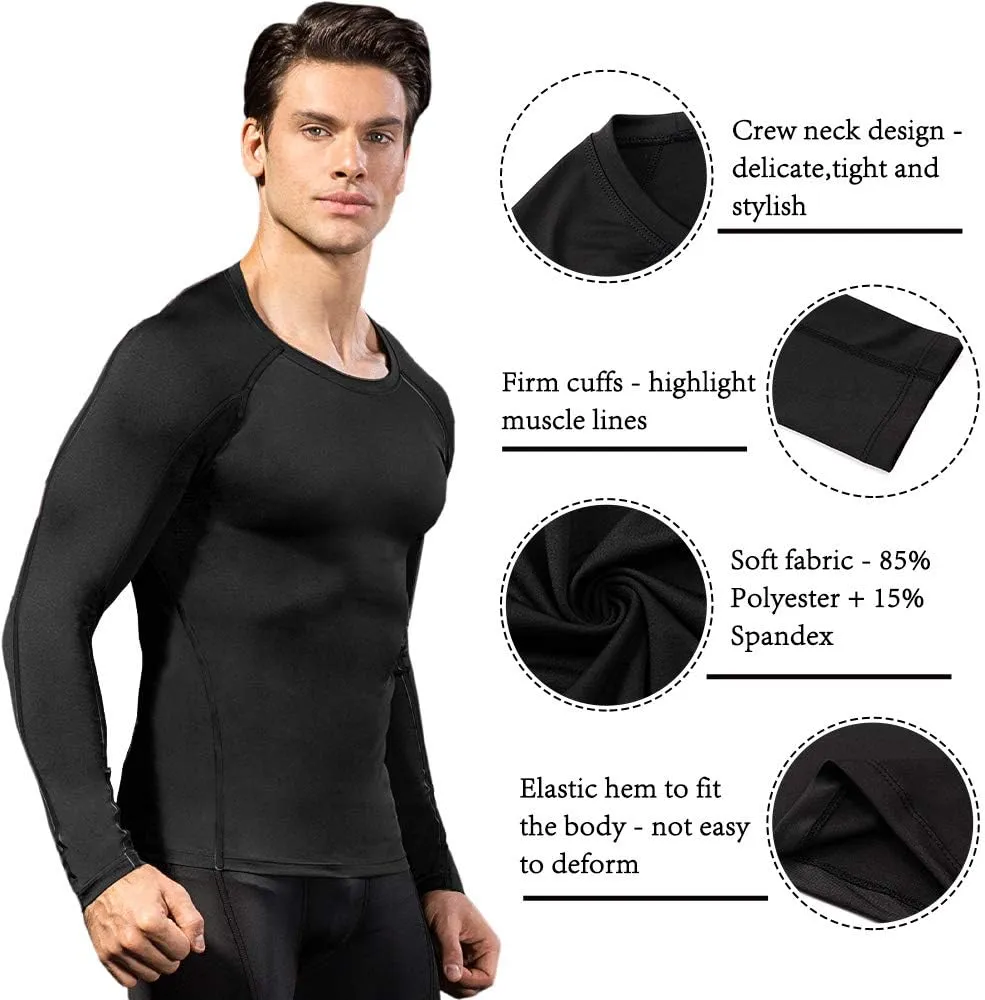 Compression Shirt for Men Workout Long Sleeve T Shirts Athletic Dry Fit Muscle Tops Base Layer for Basketball Gym